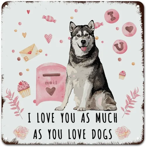 Vista 15 de Wall Decor Metal Sign Love Mails French Bulldog Sign I Love You As Much As You Love Dog Retro Street Hanging Sign Saint Valentine's Day Metal Plaque