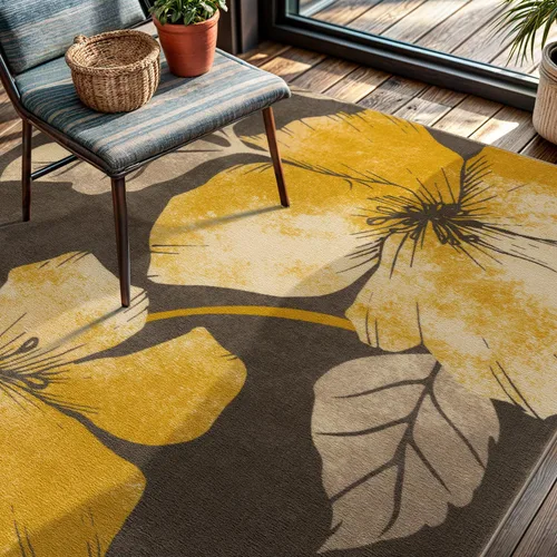 Vista 30 de CAMILSON Solana - Alfombra moderna con diseño floral de 2 x 3 pies, antideslizante y parte trasera de goma, negro - flores grises, alfombra