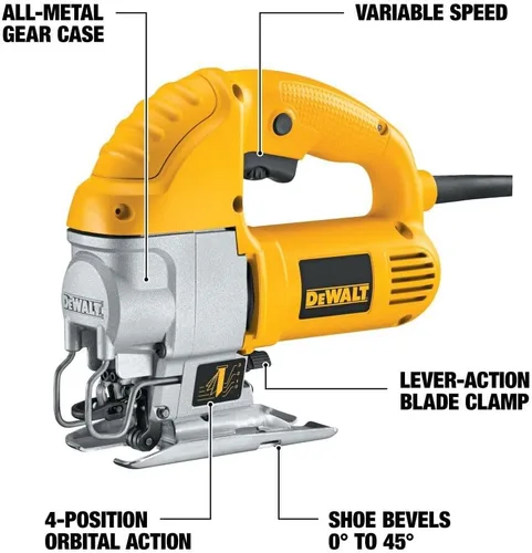 Vista 2 de DEWALT Sierra de calar, mango superior, 5.5 amperios, con cable (DW317K), color amarillo