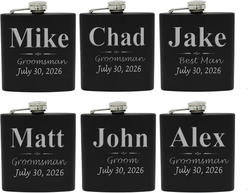 Vista 11 de My Personal Memories Juego de 1, 2, 3, 4, 5, 6, 7, 8 frascos negros personalizados – Frascos de regalo grabados personalizados, padrinos de boda