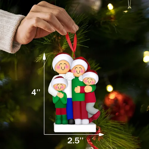 Vista 3 de Adorno personalizado para árbol genealógico 2024, bola de Navidad personalizada para familia de cuatro nietos