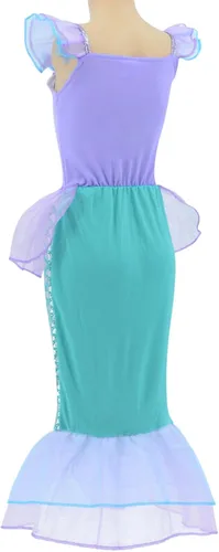 Vista 3 de Little Girls Mermaid Princess Costume Dress for Girls Dress Up Party with Crown Mace