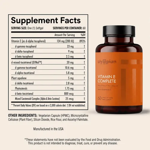 Vista 2 de Olympian Labs Tocomin Tocotrienol Vitamina E Complete, 60 cápsulas blandas