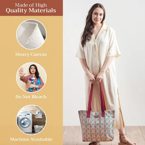Vista 3 de Maison d' Hermine - Bolsa de lona de algodón reutilizable para mujeres, con asa para el hombro, bolsas a granel para compras y viajes