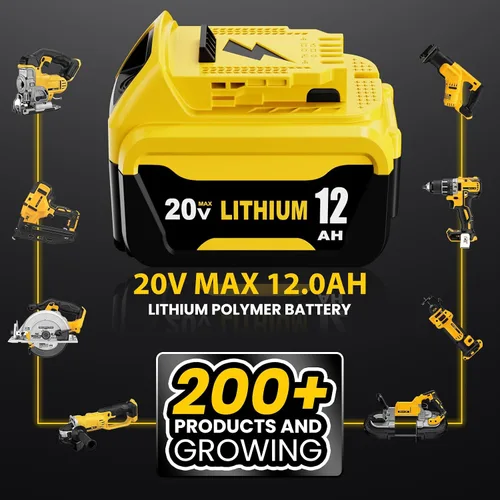 Vista 6 de 2 Pack 12000mAh Replacement for Dewalt 20V MAX Battery Lithium ion and DCB102 Charger Combo Compatible with 20V Battery Lithium DCB207 DCB206 DCB204