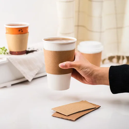 Vista 6 de Karat C5300 (Kraft) Fundas tradicionales para tazas de 10 oz. - 24 oz., Kraft (Paquete de 1000)