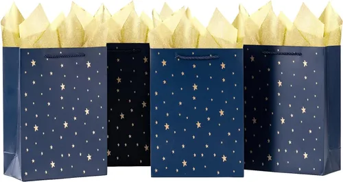 Vista 23 de SHIPKEY Paquete de 10 bolsas de regalo verde aguamarina con papel de seda bolsa de regalo de dama de honor de 8 x 4 x 11 pulgadas, bolsa de papel