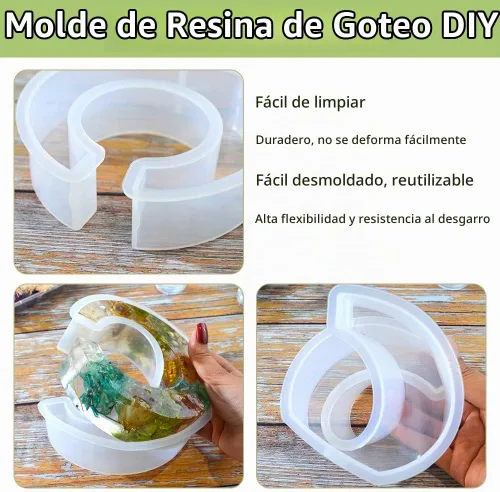 Vista 5 de Molde de resina epoxi de silicona hidropónica al por mayor Marco redondo Diseño nórdico Florero Planta Florero Molde de hormigón con botellas