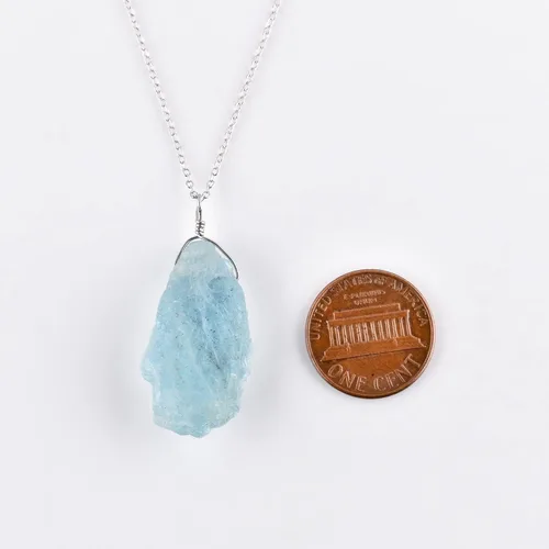 Vista 2 de Collar con colgante de piedras preciosas, piedra de energía áspera, cristales curativos de chakras, plata esterlina 925, chapado en rodio, piedra