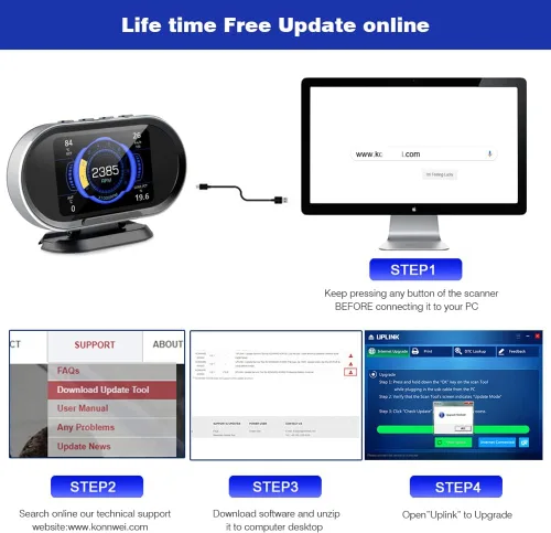 Vista 8 de Lector de código de escáner OBD2 2 en 1 y pantalla frontal HUD automática compatible con los 10 modos de prueba OBDII en todos los vehículos
