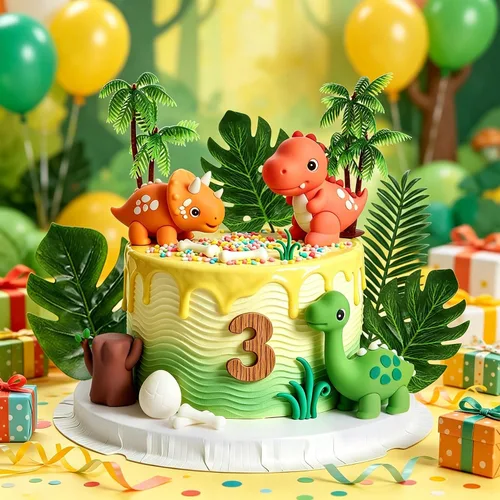 Vista 2 de Decoración de cumpleaños de dinosaurio para tartas de dinosaurio