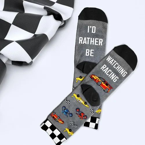 Vista 5 de VICRAZY F1 Racing Car, calcetines deportivos para hombres y mujeres, regalos de Fórmula 1, calcetines de carreras, rellenos de calcetines