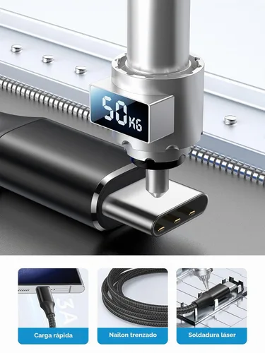 Vista 4 de Aioneus Cable USB C de 10 pies, cable largo USB A a C de carga rápida 3A, cargador de teléfono Android 5G tipo C para Samsung Galaxy S26 S25 S24 S23