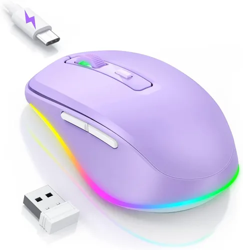 Vista 22 de PEIOUS Ratón Inalámbrico Jiggler – Ratones Inalámbricos LED con Jiggler Mover Integrado, Ratón Móvil Recargable para Computadora con Movimiento
