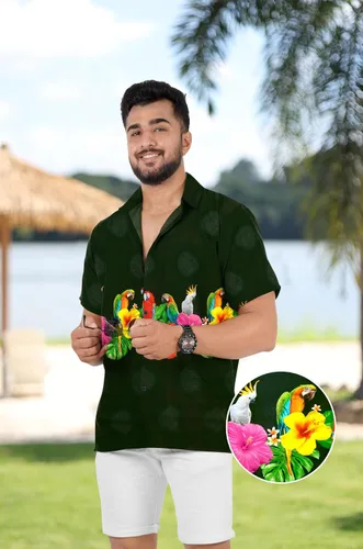 Vista 2 de LA LEELA Men's Hawaiian Shirts Short Sleeve Button Down St Patrick's Day Shirts for Men Beach Vacation Tropical Summer Shirt