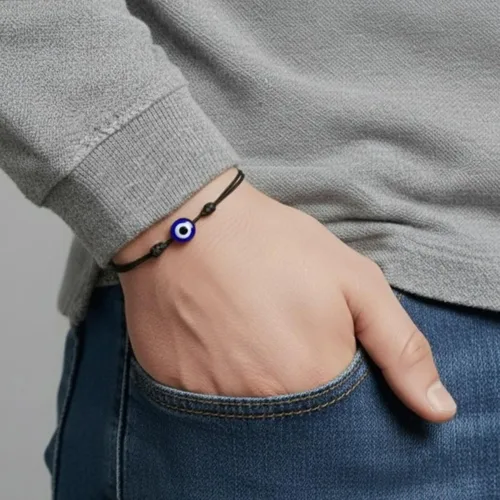 Vista 21 de Pulsera Lucky Evil Eye, gargantilla y tobillera – Talismán de protección de cuerda roja y negra Joyería minimalista Mal de Ojo para la buena suerte