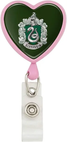 Vista 6 de Harry Potter Ilustrated Hogwart's Crest Heart Lanyard Retractable Reel Badge ID Card Holder Rosado