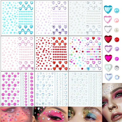 Vista 7 de 4368 piezas de diamantes de imitación transparentes autoadhesivos de cara de perlas blancas, diamantes de imitación transparentes, gemas brillantes