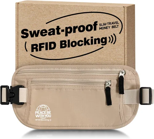 Vista 13 de Money Belt for Travel, Passport Holder, RFID Blocking, Sweat-Proof, Gray Ash Gray