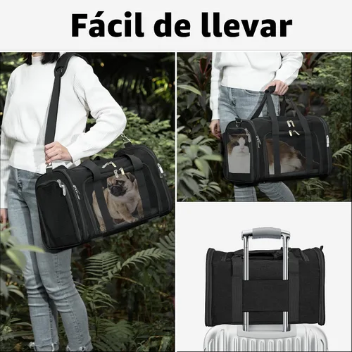 Vista 6 de Transportador de lados suaves para gatos/perros/mascotas, transportadores de viaje plegables para mascotas para gatos grandes/perros pequeños