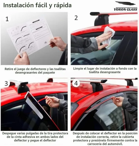 Vista 6 de Voron Glass - Protectores de lluvia con cinta adhesiva extra duraderos para Toyota Corolla 2009-2013, deflectores de ventana, viseras de Para