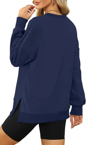 Vista 3 de XIEERDUO Sudaderas de gran tamaño para mujer, estilo casual, cuello redondo, manga larga, cómodas