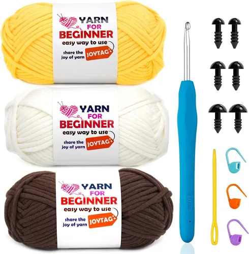 Vista 81 de Hilo de color morado amatista para tejer y tejer, hilo de algodón para tejer, fácil de tejer, para principiantes, con puntadas fáciles de ver