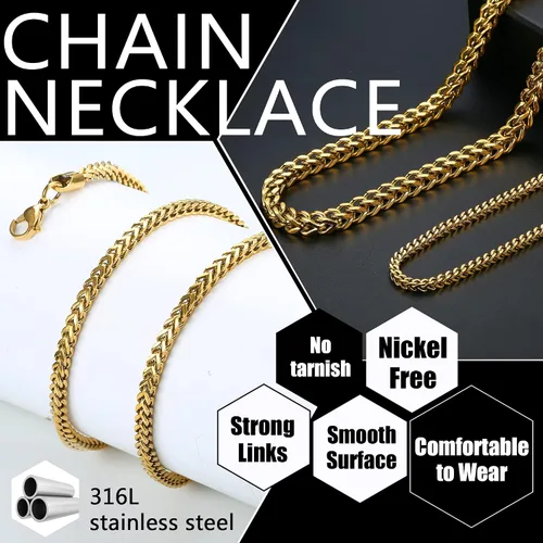 Vista 3 de FIBO STEEL 3-6 mm, collar de acero inoxidable estilo punk para hombres, 20-36 pulgadas