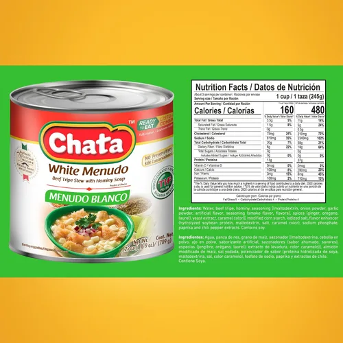 Vista 2 de Chata Mexican White Menudo, estofado de ternera con maíz hominy, 25 onzas (paquete de 3) Listo para comer, solo calienta y sirve