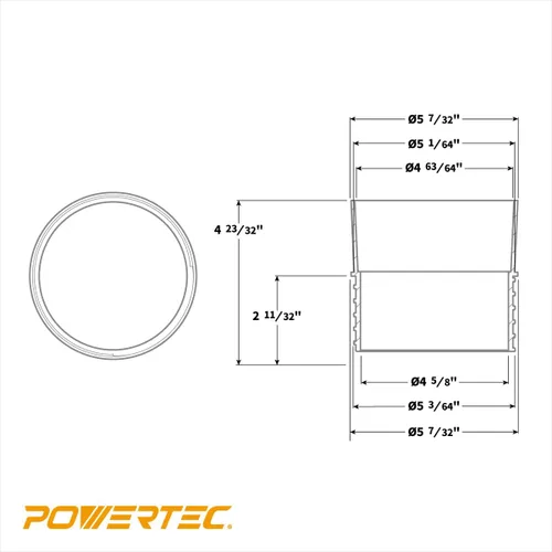 Vista 6 de POWERTEC 70286 Adaptador de conexión rápida de 5 pulgadas, tornillos de extremo roscado en manguera flexible de 5 pulgadas de diámetro