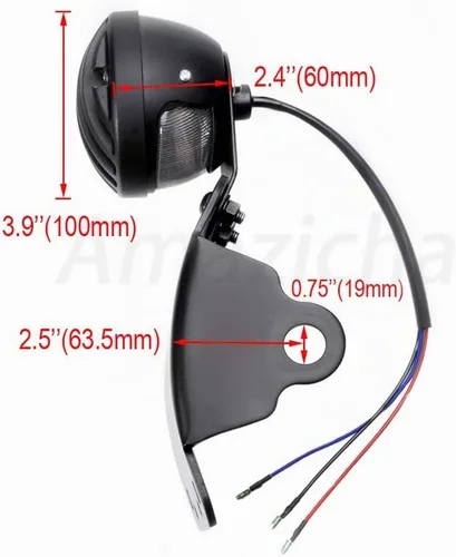 Vista 2 de Amazicha Luz de freno trasera LED para motocicleta de 3/4 pulgadas con soporte, IP67 impermeable para placa de matrícula de montaje lateral