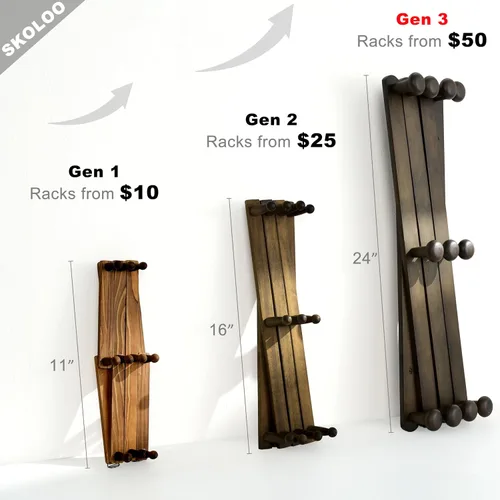 Vista 5 de SKOLOO Perchero Grande para Sombreros de Pared, Colgador de Pared de Acordeón de Madera, Moderno, Ganchos Expandibles para Abrigos, Perchero
