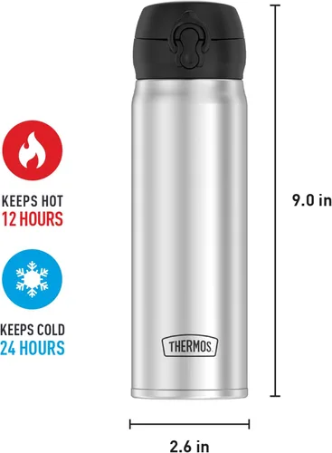 Vista 5 de THERMOS Botella de bebida directa de acero inoxidable de 16 onzas, acero inoxidable