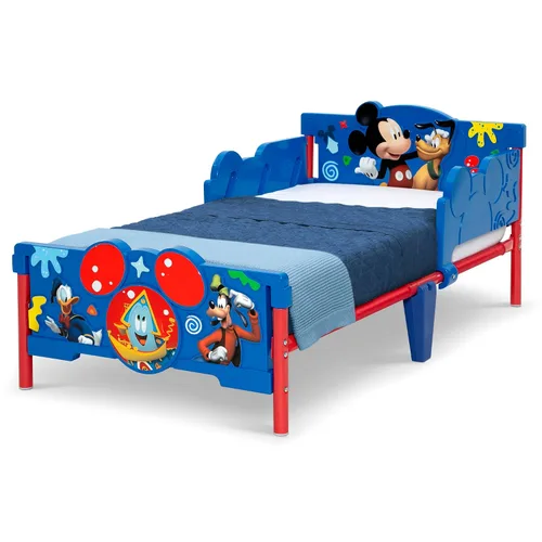 Vista 11 de Delta Children - Cama para niños pequeños Mickey Mouse 3D, azul + colchón de cuna de bebé de dos etapas Simmons Kids Silver Nights de doble cara