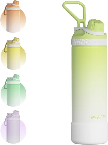 Vista 16 de Botella de agua aislada de 24 onzas, acero inoxidable al vacío de doble pared, diseño de boca ancha, botella reutilizable a prueba de fugas