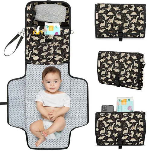 Vista 16 de KeaBabies Cambiador portátil de pañales - Gran cambiador de bebé impermeable, compacto para viajes, bolsillos funcionales para accesorios esenciales