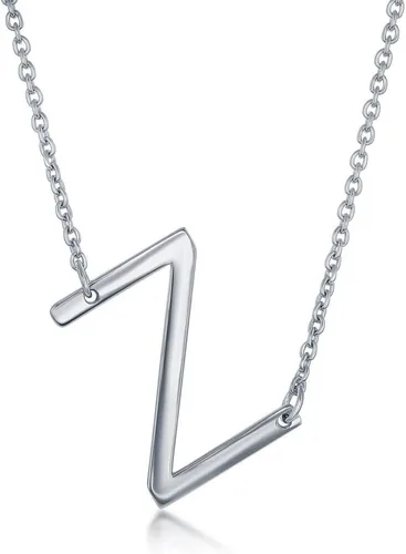Vista 56 de Dainty Sideways Initial Necklace for Women – Sterling Silver or 14K Gold Plated 20mm Alphabet Letter Pendant
