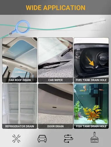Vista 6 de Herramienta Mejorada de Limpieza de Drenaje de Techo Solar Automático, Cepillo de Drenaje Flexible de 78 Pulgadas, Limpiadores de Tubería Larga