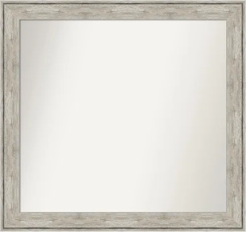 Vista 188 de Amanti Art Espejo de baño plateado para sobre el fregadero, 28 x 37 pulgadas, elegante espejo rectangular de peltre cepillado, marco de madera