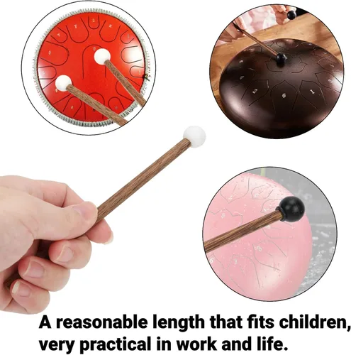 Vista 7 de 4 mazos de tambor de lengua de acero con cabezas de goma suave de 6.5 pulgadas, mazos suaves para principiantes y adultos, práctica y música curativa