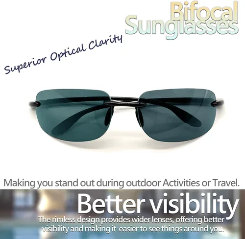 Vista 6 de XII WY - Gafas de sol bifocales unisex sin montura con lentes polarizadas UV400 protección deportiva para hombres y mujeres