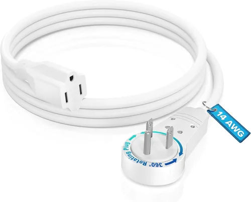 Vista 18 de Maximm - Cable de extensión de 0.15 m con enchufe plano giratorio de 360°, cable de alimentación a tierra de 3 puntas, certificado UL, 13A 125V Negro