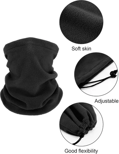 Vista 5 de 4 piezas de calentadores de cuello de invierno, polaina de forro polar, cubierta facial resistente al viento