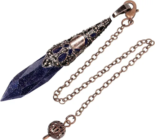 Vista 10 de Rockcloud Péndulo de Piedra de Cristal Natural para Radiestesia Péndulo de Punta de Cristal de Chakra Colgante para Adivinación Kit de Meditación