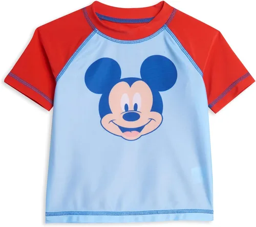 Vista 3 de Disney Conjunto de traje de baño y camiseta de Mickey Mouse para niños pequeños, Azul-Blanco