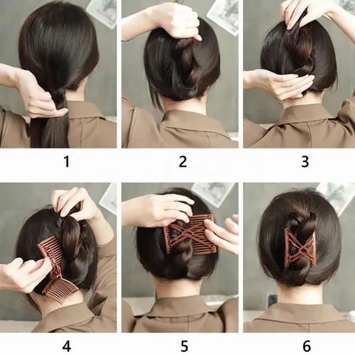 Vista 5 de 3 piezas de peine elástico mágico para el cabello, doble peine elástico, horquillas para mujeres, horquillas con cuentas, niñas, peinado vintage