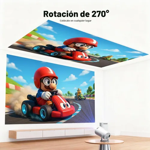 Vista 6 de Mini proyector, proyector portátil con Wifi y Bluetooth, aplicaciones Blanco