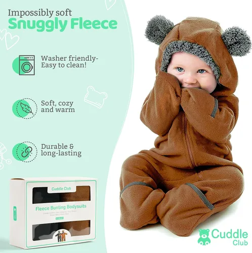 Vista 35 de Enterizo de vellón para bebé, rómper de una sola pieza con capucha para niños, ropa para exteriores, chaqueta infantil