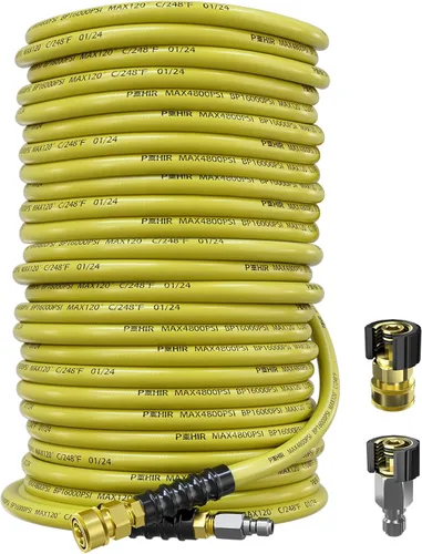 Vista 14 de POHIR Manguera de látigo para lavadora a presión de 2 pies, 3/8 pulgadas, 4800 PSI, con extremos de conexión rápida y adaptadores para agua caliente