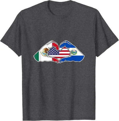 Vista 38 de Corazón manos México, El Salvador y Estados Unidos. Camiseta, Negro